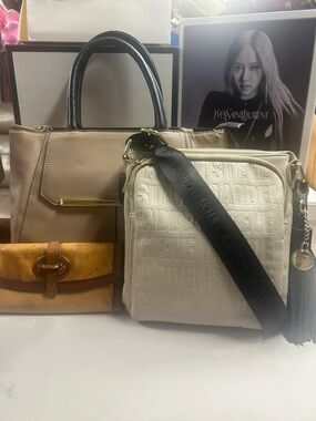 Steve Madden Bundle set tote amd crossbody plus Fossil leather wallet 3 pieces